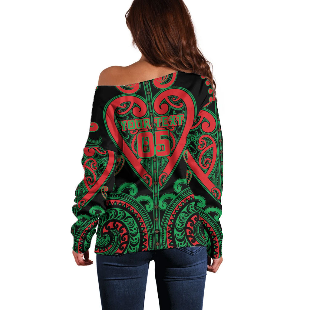 Custom Aotearoa Ngai Tuhoe Off Shoulder Sweater Maori Tribal Pattern LT05 - Polynesian Pride