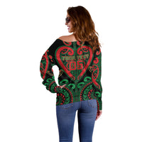 Custom Aotearoa Ngai Tuhoe Off Shoulder Sweater Maori Tribal Pattern LT05 - Polynesian Pride