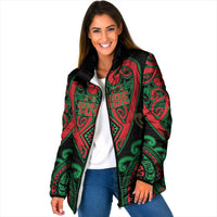 Custom Aotearoa Ngai Tuhoe Padded Jacket Maori Tribal Pattern LT05 Women Black - Polynesian Pride