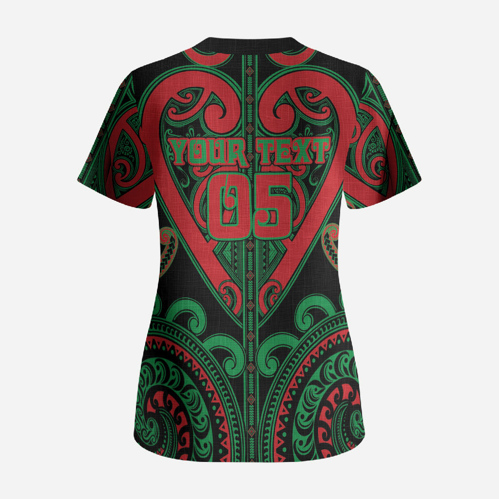 Custom Aotearoa Ngai Tuhoe Scrub Top Maori Tribal Pattern LT05 - Polynesian Pride
