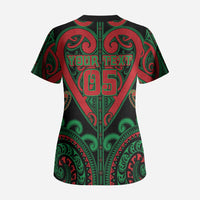 Custom Aotearoa Ngai Tuhoe Scrub Top Maori Tribal Pattern LT05 - Polynesian Pride