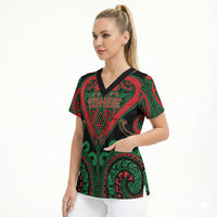 Custom Aotearoa Ngai Tuhoe Scrub Top Maori Tribal Pattern LT05 - Polynesian Pride