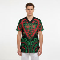 Custom Aotearoa Ngai Tuhoe Scrub Top Maori Tribal Pattern LT05 - Polynesian Pride