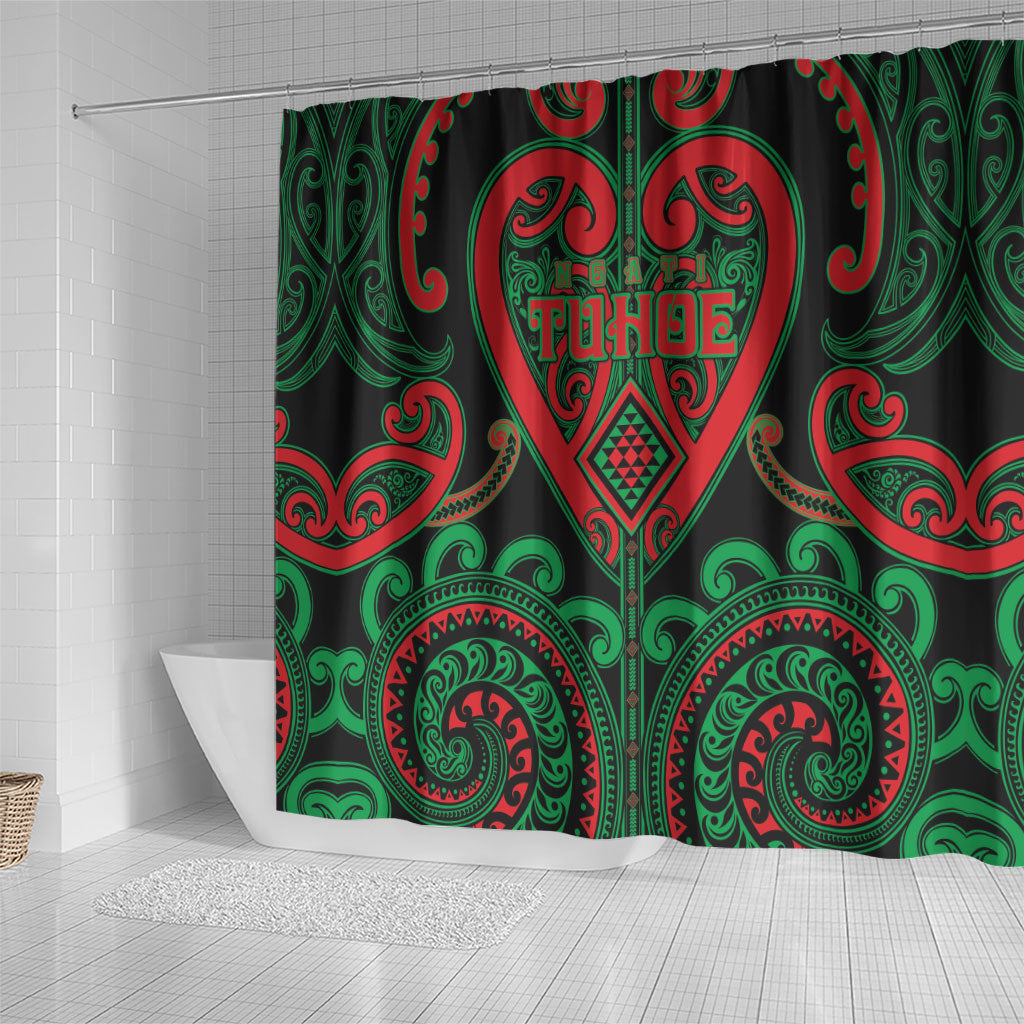 Aotearoa Ngai Tuhoe Shower Curtain Maori Tribal Pattern LT05 - Polynesian Pride