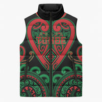 Custom Aotearoa Ngai Tuhoe Sleeveless Puffer Jacket Maori Tribal Pattern LT05 Unisex Black - Polynesian Pride