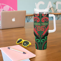 Custom Aotearoa Ngai Tuhoe Tumbler With Handle Maori Tribal Pattern LT05 - Polynesian Pride