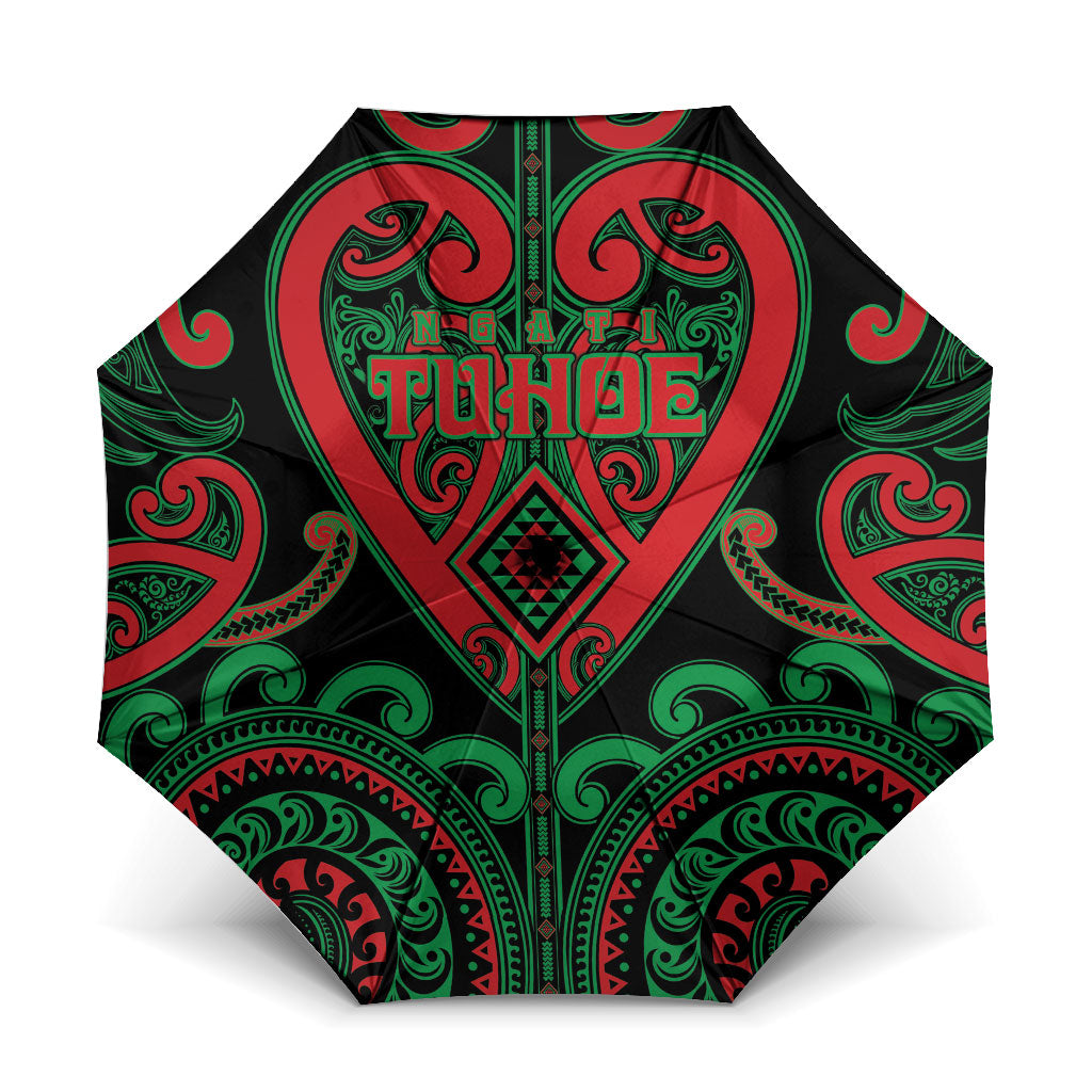 Aotearoa Ngai Tuhoe Umbrella Maori Tribal Pattern LT05 One Size Folded 11.42 inch Opened Diameter 37.4 inch Black - Polynesian Pride