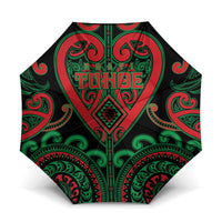 Aotearoa Ngai Tuhoe Umbrella Maori Tribal Pattern LT05 One Size Folded 11.42 inch Opened Diameter 37.4 inch Black - Polynesian Pride