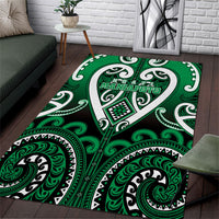 Aotearoa Ngati Maniapoto Area Rug Maori Tribal Pattern LT05 Green - Polynesian Pride