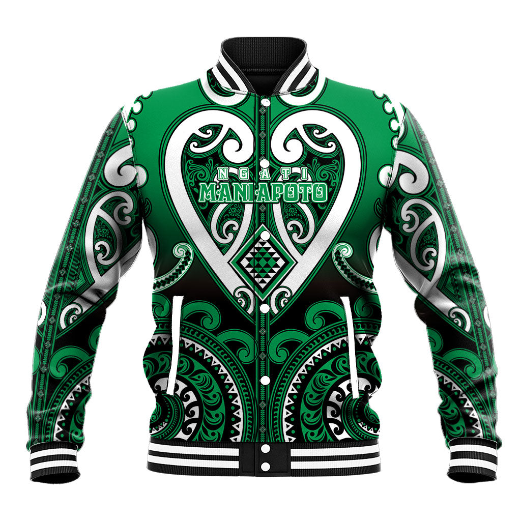 Custom Aotearoa Ngati Maniapoto Baseball Jacket Maori Tribal Pattern LT05 Unisex Green - Polynesian Pride