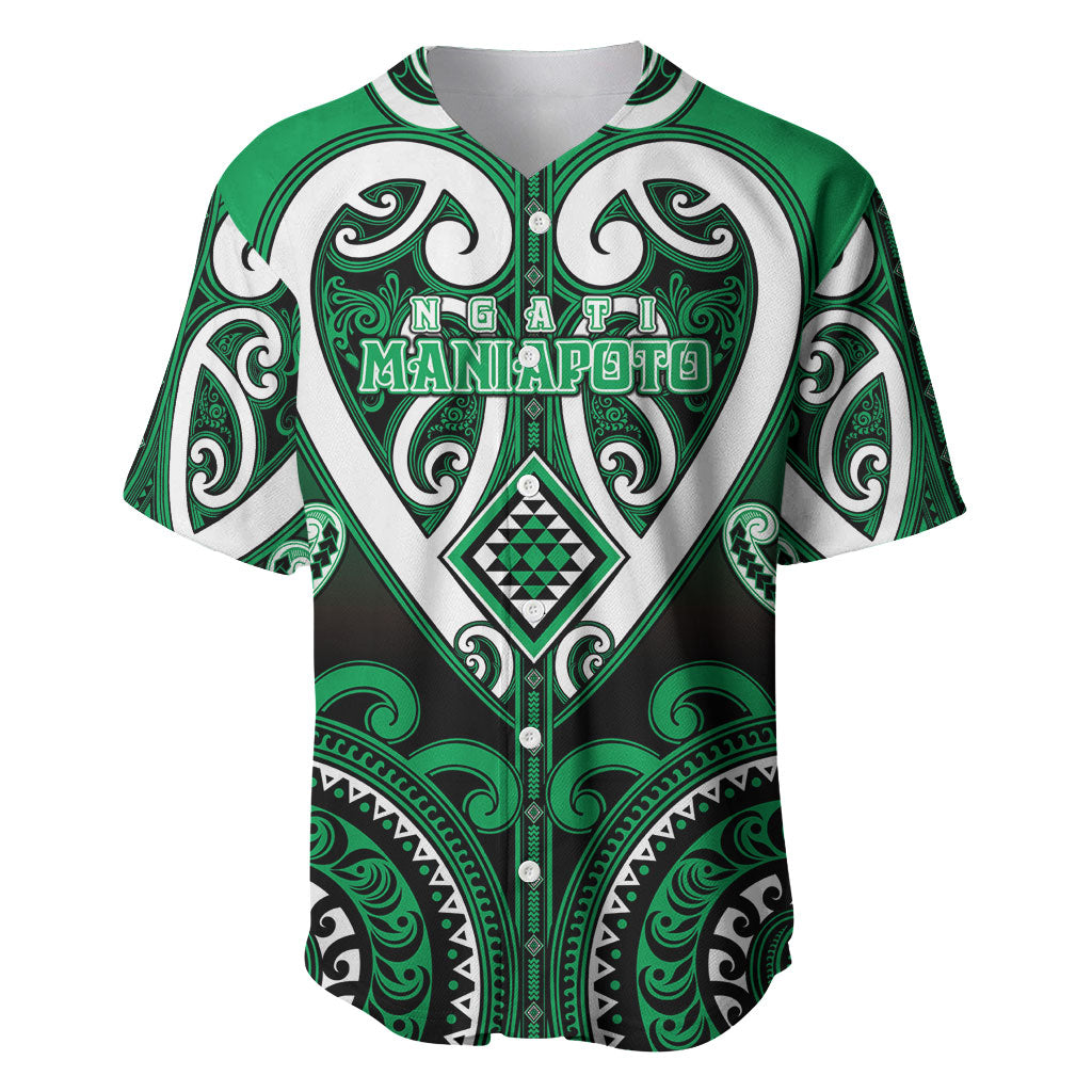 Custom Aotearoa Ngati Maniapoto Baseball Jersey Maori Tribal Pattern LT05 Green - Polynesian Pride