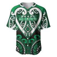 Custom Aotearoa Ngati Maniapoto Baseball Jersey Maori Tribal Pattern LT05 Green - Polynesian Pride