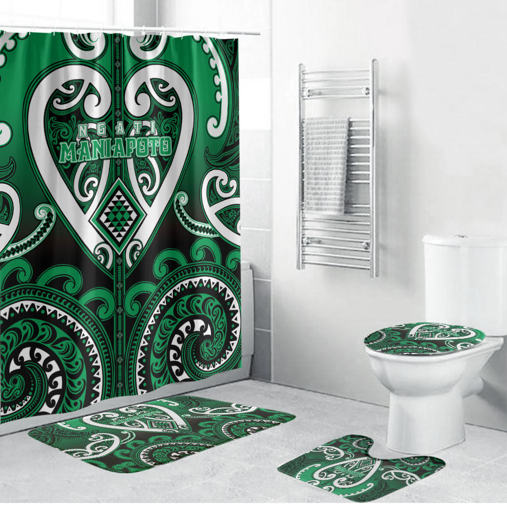 Aotearoa Ngati Maniapoto Bathroom Set Maori Tribal Pattern LT05 Bathroom Set (4 pcs) Green - Polynesian Pride