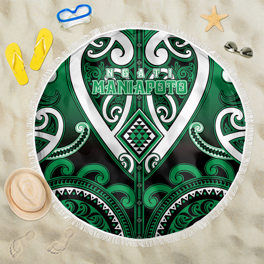 Aotearoa Ngati Maniapoto Beach Blanket Maori Tribal Pattern LT05 One Size 150cm Green - Polynesian Pride