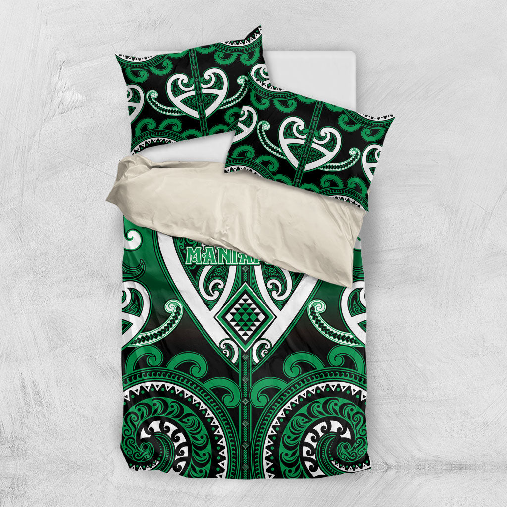 Aotearoa Ngati Maniapoto Bedding Set Maori Tribal Pattern LT05 US Twin 172cm x 218cm Green - Polynesian Pride