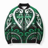 Custom Aotearoa Ngati Maniapoto Bomber Puffer Jacket Maori Tribal Pattern LT05 Unisex Green - Polynesian Pride
