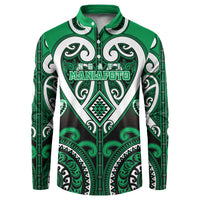 Custom Aotearoa Ngati Maniapoto Button Sweatshirt Maori Tribal Pattern LT05 Green - Polynesian Pride