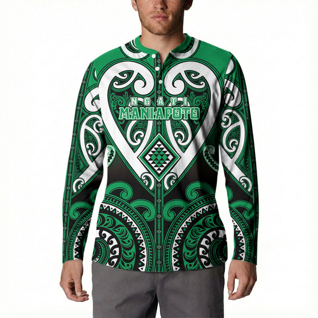 Custom Aotearoa Ngati Maniapoto Button Sweatshirt Maori Tribal Pattern LT05 - Polynesian Pride
