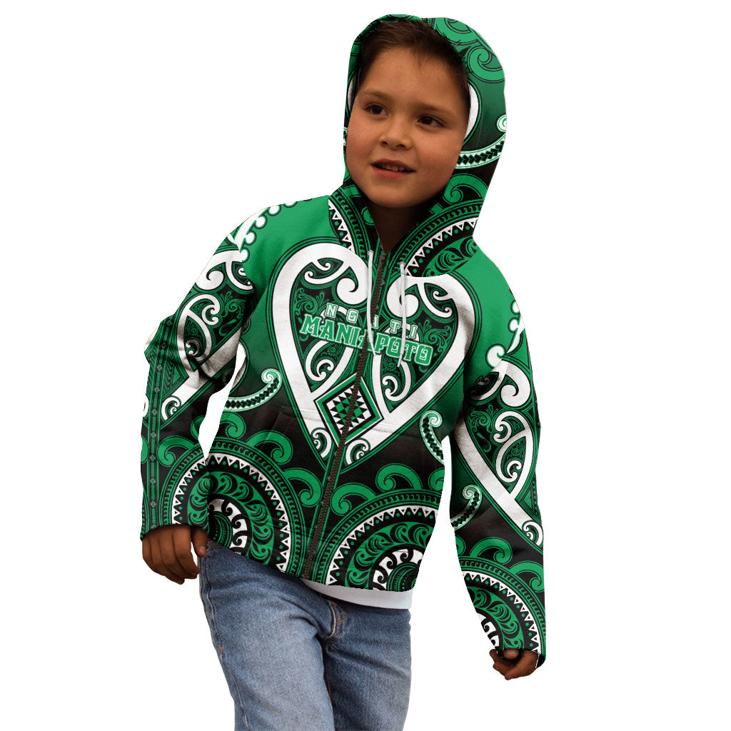 Custom Aotearoa Ngati Maniapoto Kid Hoodie Maori Tribal Pattern LT05 - Polynesian Pride