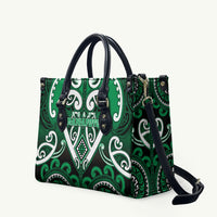 Aotearoa Ngati Maniapoto Leather Bag Maori Tribal Pattern LT05 Green - Polynesian Pride
