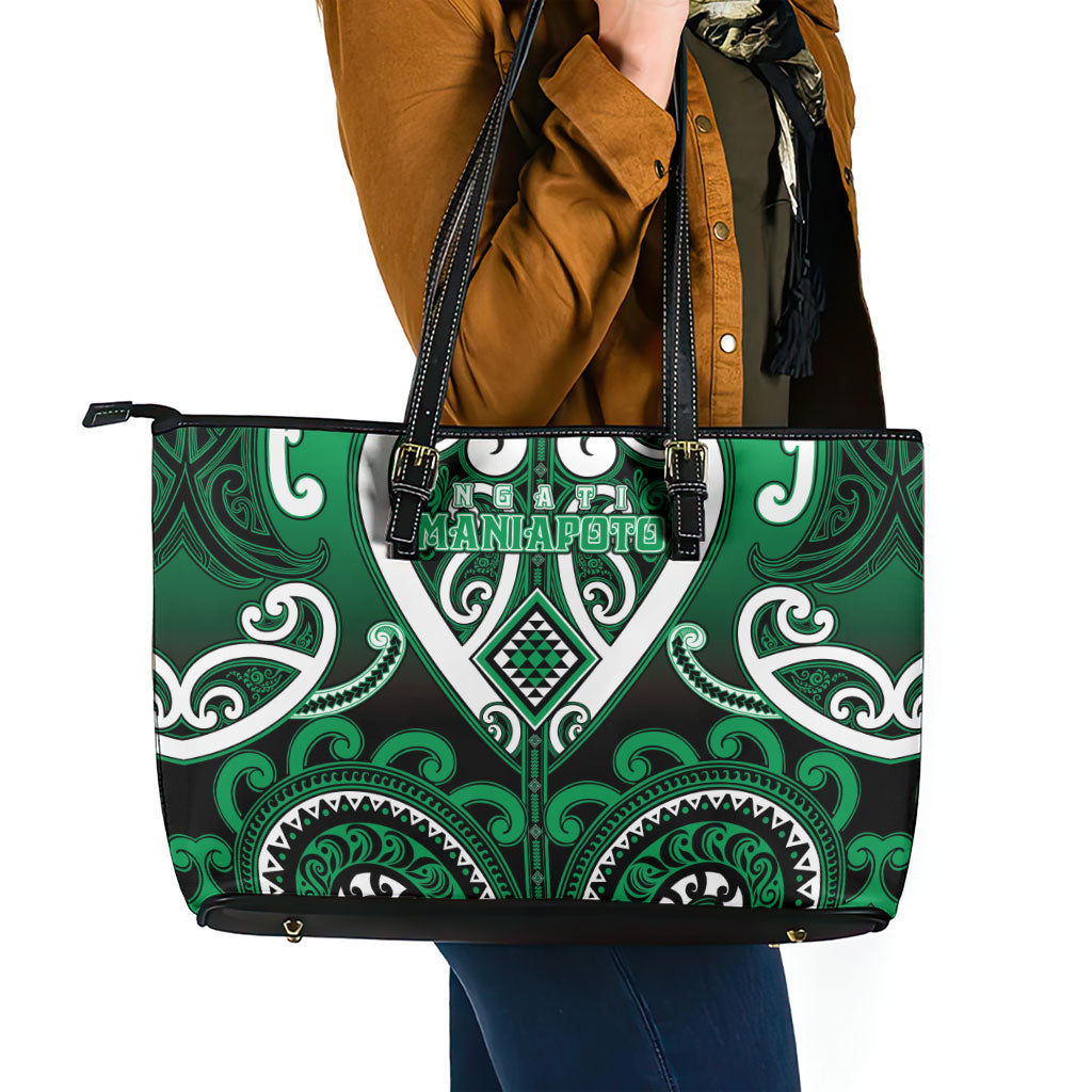 Aotearoa Ngati Maniapoto Leather Tote Bag Maori Tribal Pattern LT05 - Polynesian Pride