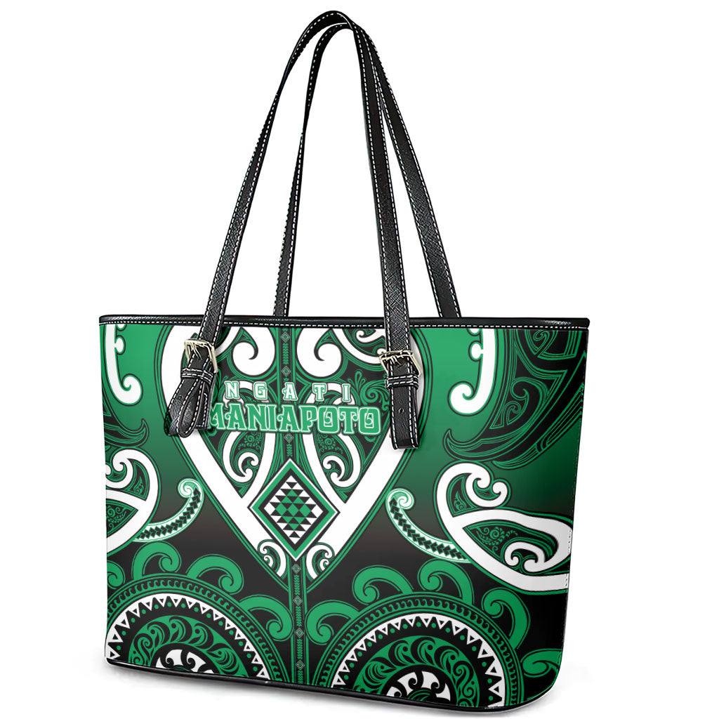 Aotearoa Ngati Maniapoto Leather Tote Bag Maori Tribal Pattern LT05 - Polynesian Pride