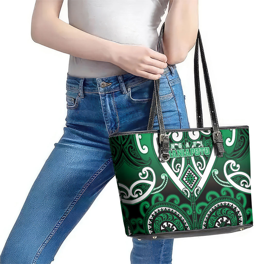 Aotearoa Ngati Maniapoto Leather Tote Bag Maori Tribal Pattern LT05 - Polynesian Pride