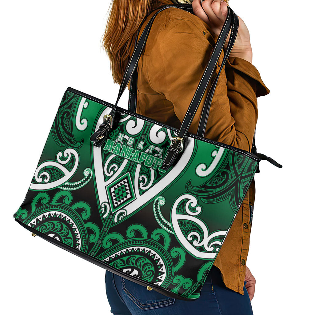 Aotearoa Ngati Maniapoto Leather Tote Bag Maori Tribal Pattern LT05 - Polynesian Pride