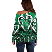 Custom Aotearoa Ngati Maniapoto Off Shoulder Sweater Maori Tribal Pattern LT05 - Polynesian Pride
