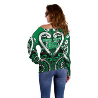 Custom Aotearoa Ngati Maniapoto Off Shoulder Sweater Maori Tribal Pattern LT05 - Polynesian Pride