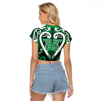 Custom Aotearoa Ngati Maniapoto Raglan Cropped T Shirt Maori Tribal Pattern LT05 - Polynesian Pride