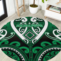 Aotearoa Ngati Maniapoto Round Carpet Maori Tribal Pattern LT05 Green - Polynesian Pride