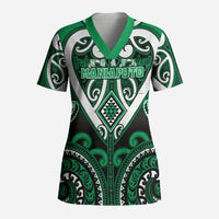 Custom Aotearoa Ngati Maniapoto Scrub Top Maori Tribal Pattern LT05 Adult Green - Polynesian Pride