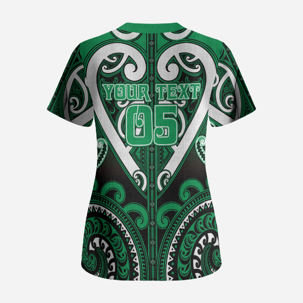 Custom Aotearoa Ngati Maniapoto Scrub Top Maori Tribal Pattern LT05 - Polynesian Pride