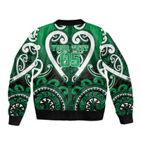 Custom Aotearoa Ngati Maniapoto Sleeve Zip Bomber Jacket Maori Tribal Pattern LT05 - Polynesian Pride