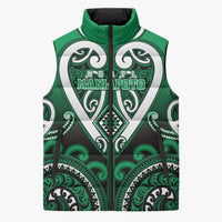 Custom Aotearoa Ngati Maniapoto Sleeveless Puffer Jacket Maori Tribal Pattern LT05 Unisex Green - Polynesian Pride
