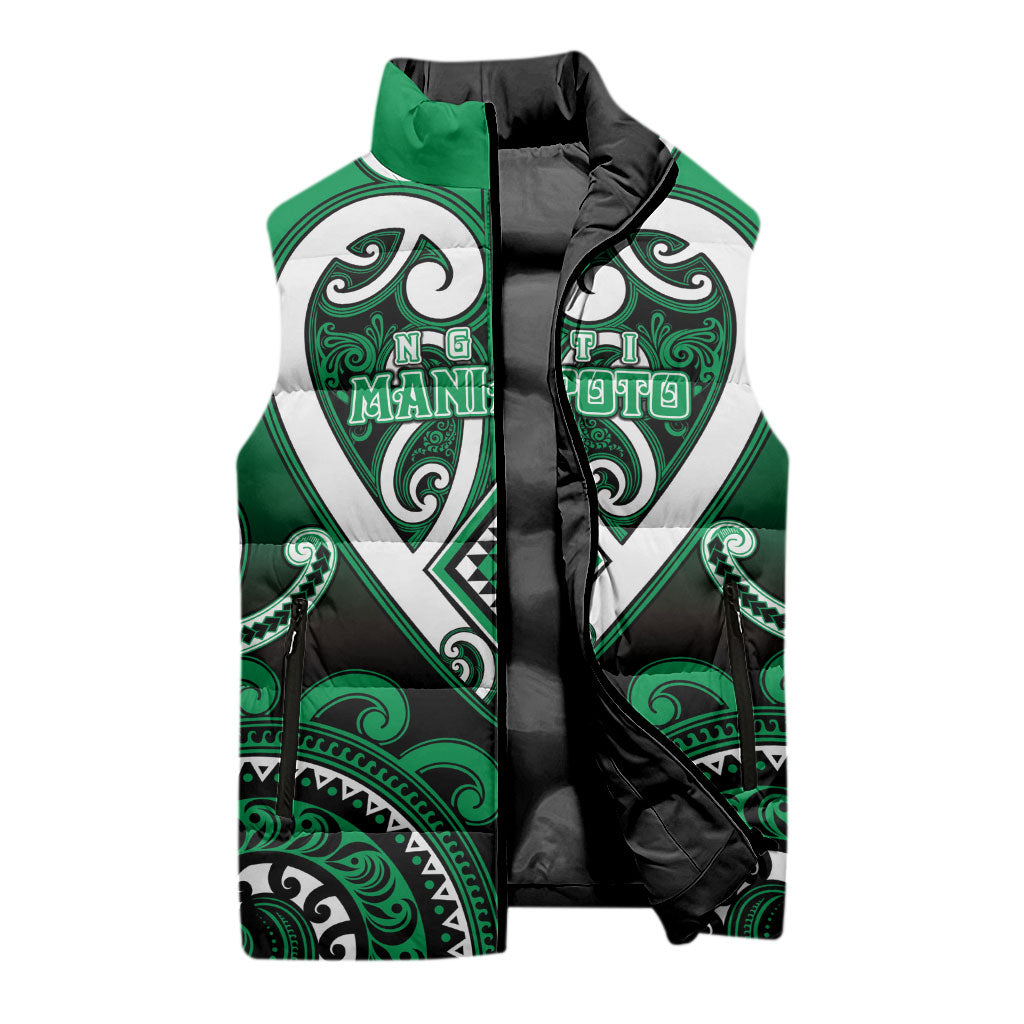 Custom Aotearoa Ngati Maniapoto Sleeveless Puffer Jacket Maori Tribal Pattern LT05 - Polynesian Pride