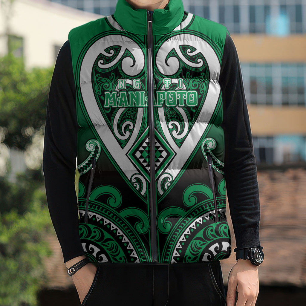 Custom Aotearoa Ngati Maniapoto Sleeveless Puffer Jacket Maori Tribal Pattern LT05 - Polynesian Pride