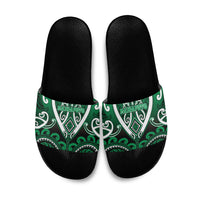 Aotearoa Ngati Maniapoto Slide Sandals Maori Tribal Pattern LT05 Green - Polynesian Pride