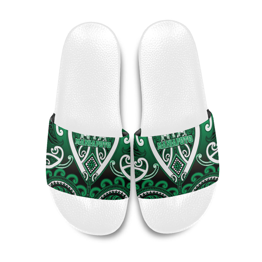 Aotearoa Ngati Maniapoto Slide Sandals Maori Tribal Pattern LT05 Green - Polynesian Pride