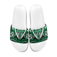 Aotearoa Ngati Maniapoto Slide Sandals Maori Tribal Pattern LT05 Green - Polynesian Pride