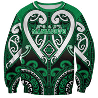 Custom Aotearoa Ngati Maniapoto Sweatshirt Maori Tribal Pattern LT05 Unisex Green - Polynesian Pride