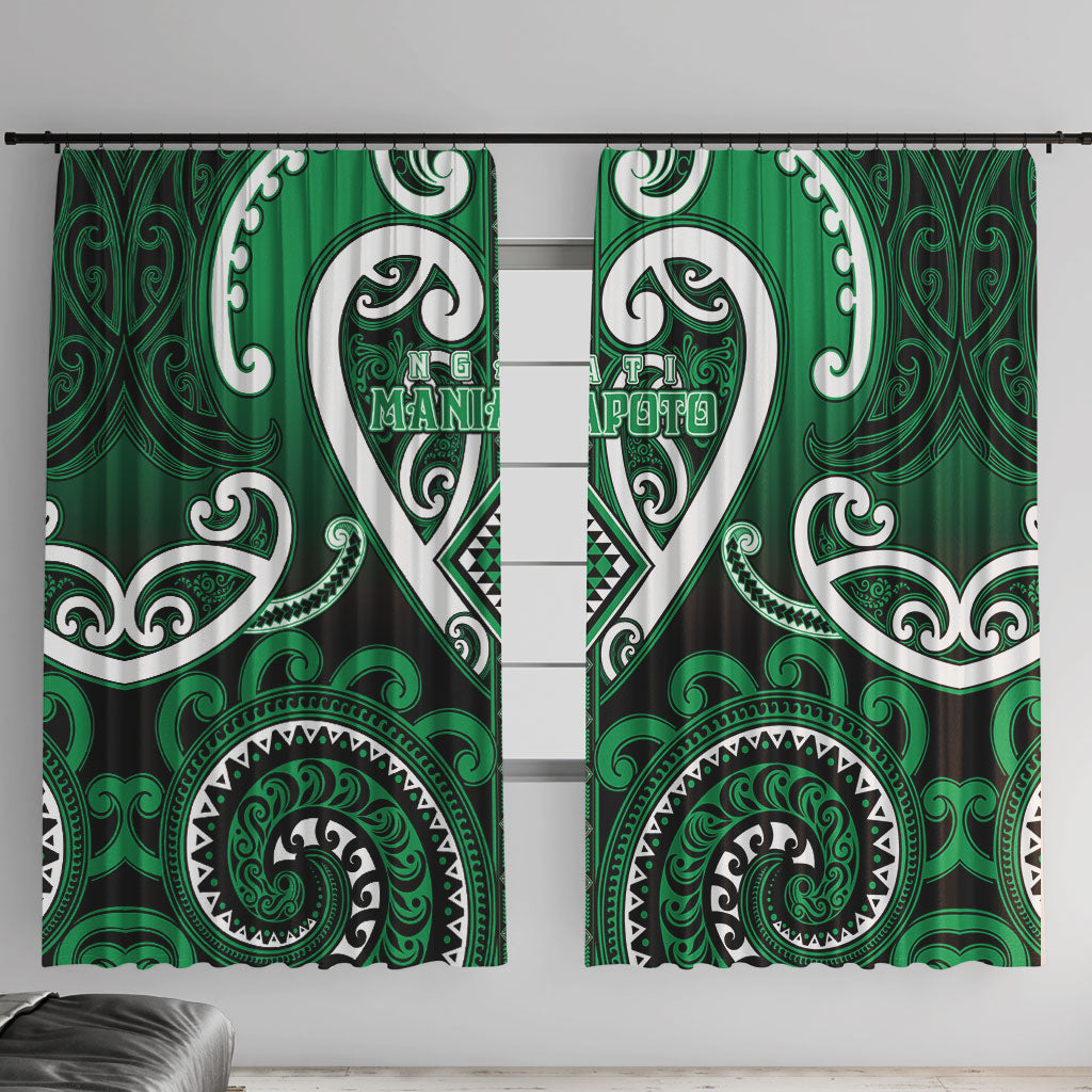 Aotearoa Ngati Maniapoto Window Curtain Maori Tribal Pattern LT05 With Hooks Green - Polynesian Pride