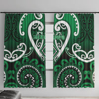 Aotearoa Ngati Maniapoto Window Curtain Maori Tribal Pattern LT05 With Hooks Green - Polynesian Pride