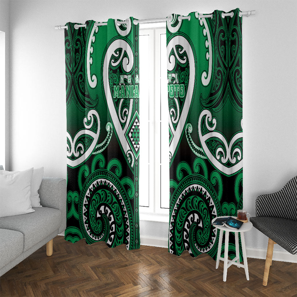 Aotearoa Ngati Maniapoto Window Curtain Maori Tribal Pattern LT05 With Grommets Green - Polynesian Pride