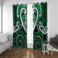 Aotearoa Ngati Maniapoto Window Curtain Maori Tribal Pattern LT05 With Grommets Green - Polynesian Pride