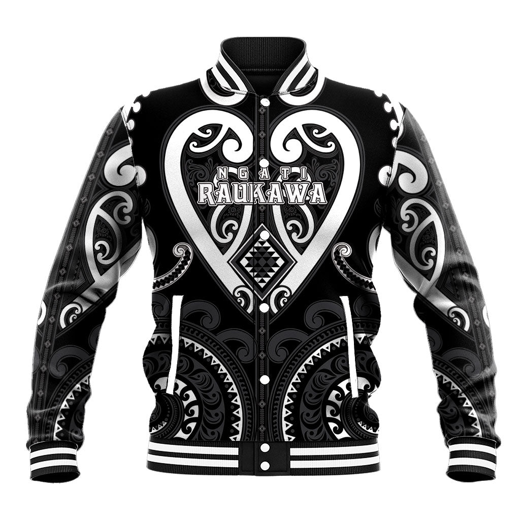Custom Aotearoa Ngati Raukawa Baseball Jacket Maori Tribal Pattern LT05 Unisex Black - Polynesian Pride