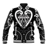 Custom Aotearoa Ngati Raukawa Baseball Jacket Maori Tribal Pattern LT05 Unisex Black - Polynesian Pride