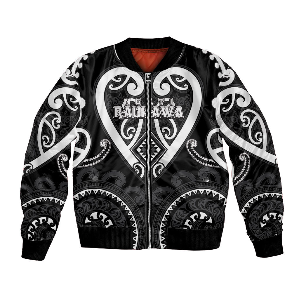 Custom Aotearoa Ngati Raukawa Bomber Jacket Maori Tribal Pattern LT05 Unisex Black - Polynesian Pride