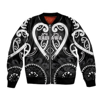 Custom Aotearoa Ngati Raukawa Bomber Jacket Maori Tribal Pattern LT05 Unisex Black - Polynesian Pride